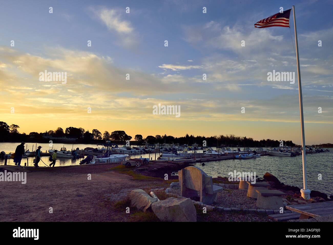 Boats on the Long Island Sound Stock Photo