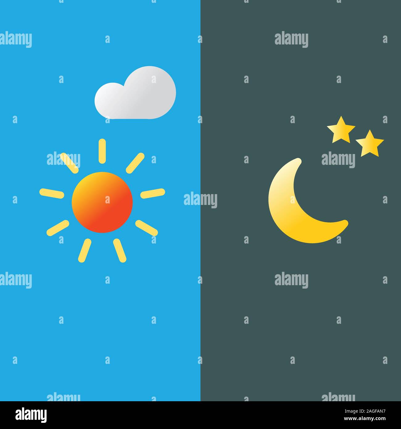 day and night long shadow flat Vector Illustration, vector symbols. eps