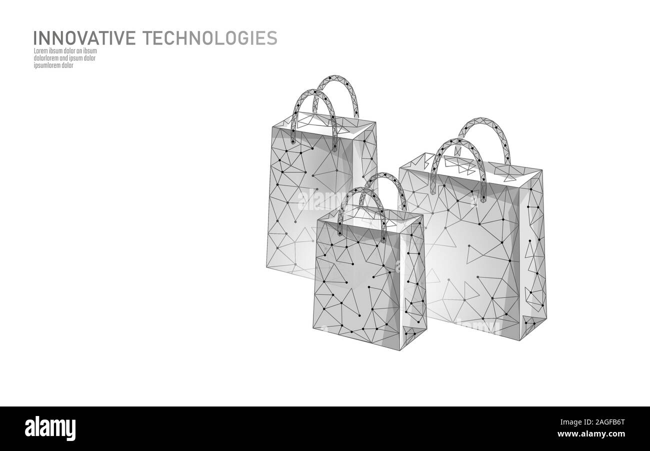 Shopping bag low poly design 3D. Online shop trade market technology. Buy  now template. Mobile sale vector illustration Stock Vector Image & Art -  Alamy