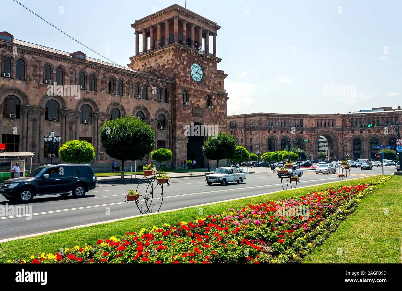 YEREVAN,ARMENIA - AUGUST 02,2012:Republic Square in center of Yerevan,Armenia - one of the oldest cities in the world. Stock Photo