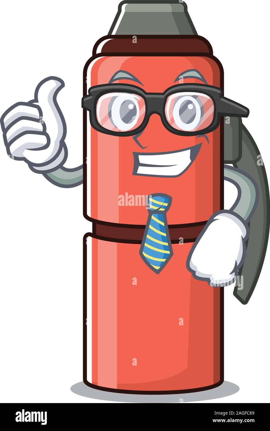 Cool Businessman thermos bottle Scroll cartoon character with glasses Stock Vector