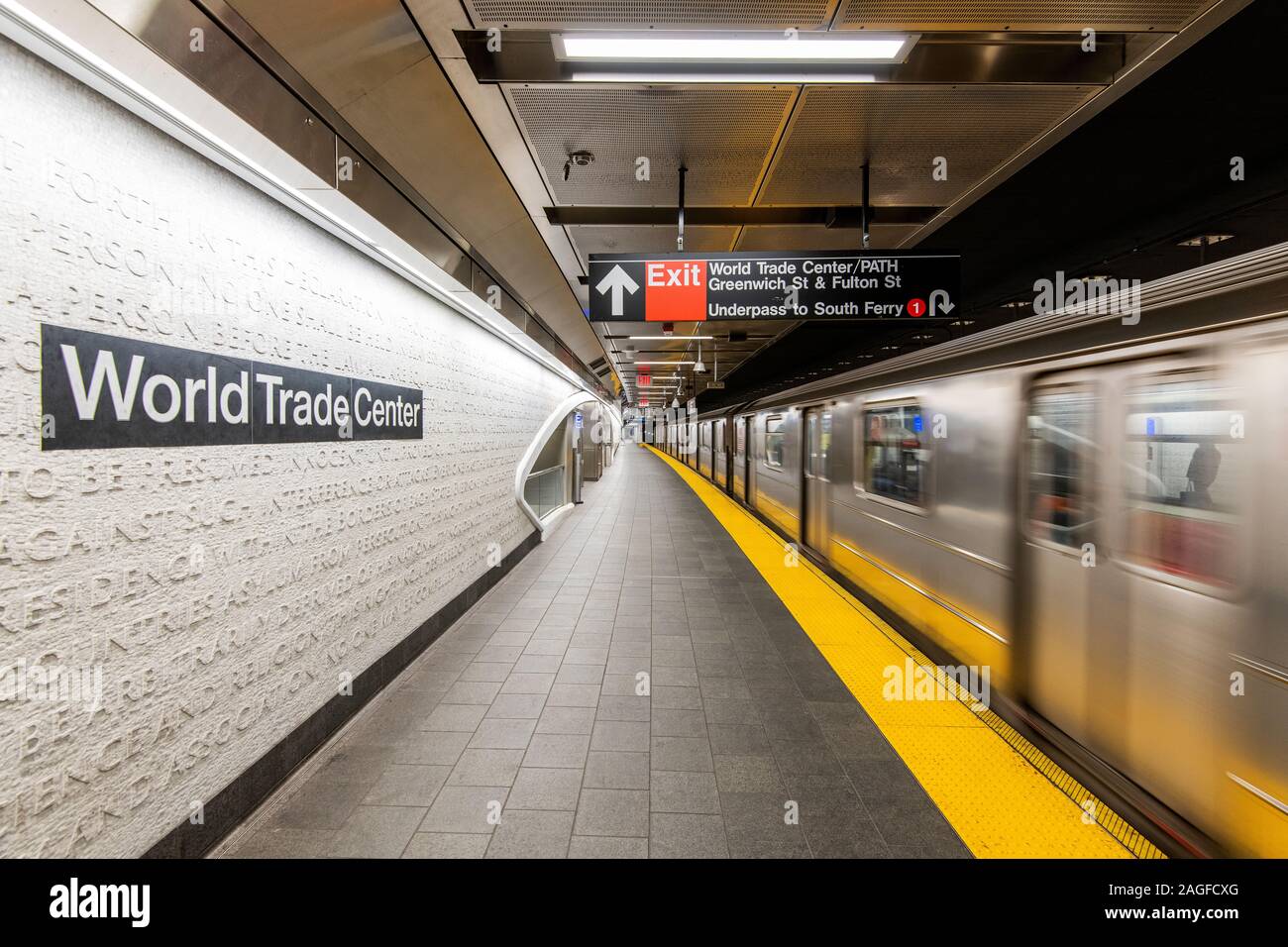 WTC Cortlandt subway station, Manhattan, New York, USA Stock Photo