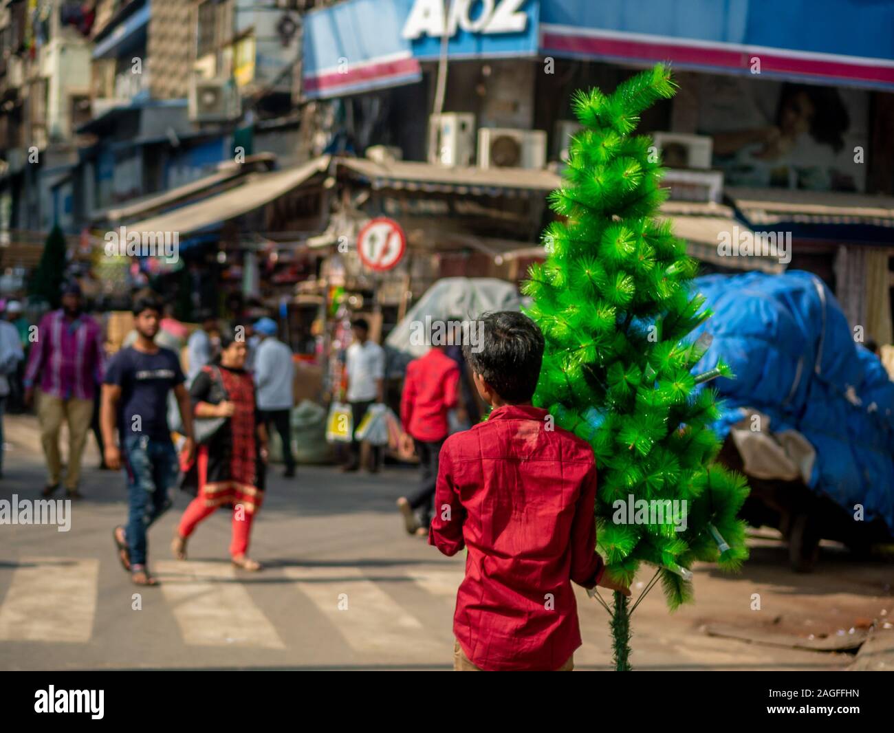 Christmas tree ornaments decorative material celebrating Christmas Festival  kept for sell in shop at Borivali Mumbai Stock Photo - Alamy