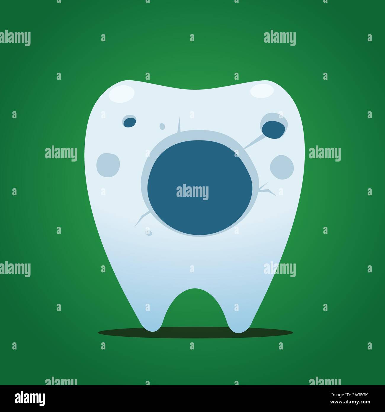 tooth with big holes. Isolated Vector Illustration Stock Vector Image