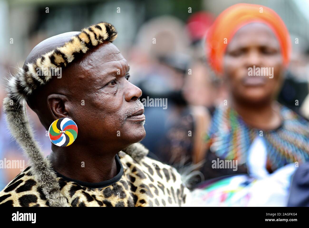 A Zulu Warrior during a visit to the Royal Welsh Show in Llanelwedd Stock Photo
