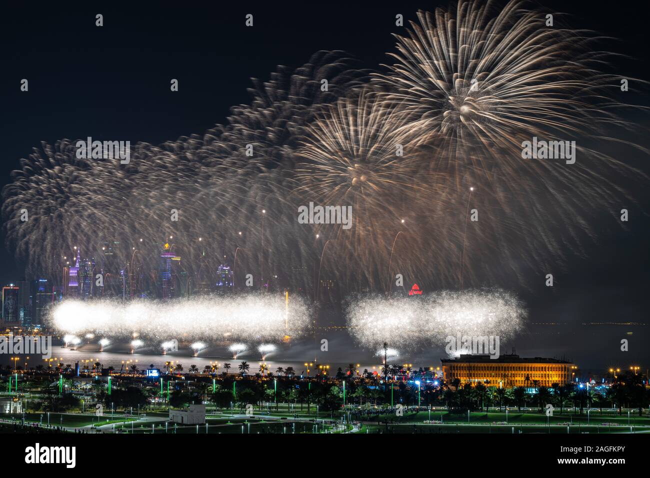 Qatar National Day Fireworks At Doha Corniche Stock Photo Alamy