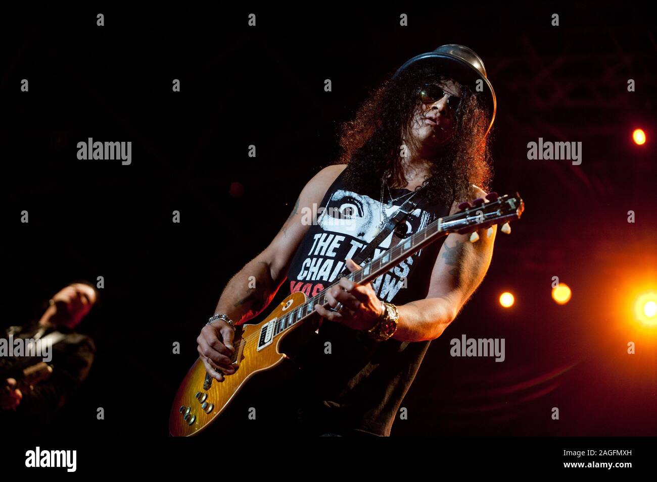 Milan  Italy  28 July 2011,Live concert of Slash at the Arena Civica : Slash during the concert Stock Photo