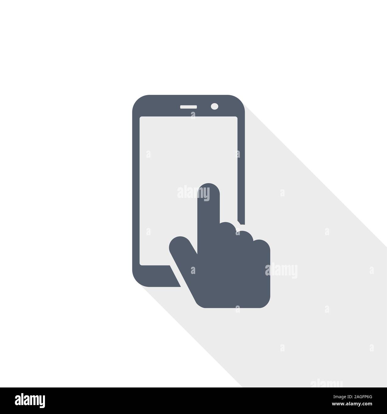 Smartphone with hand vector icon, mobile phone concept flat design ...