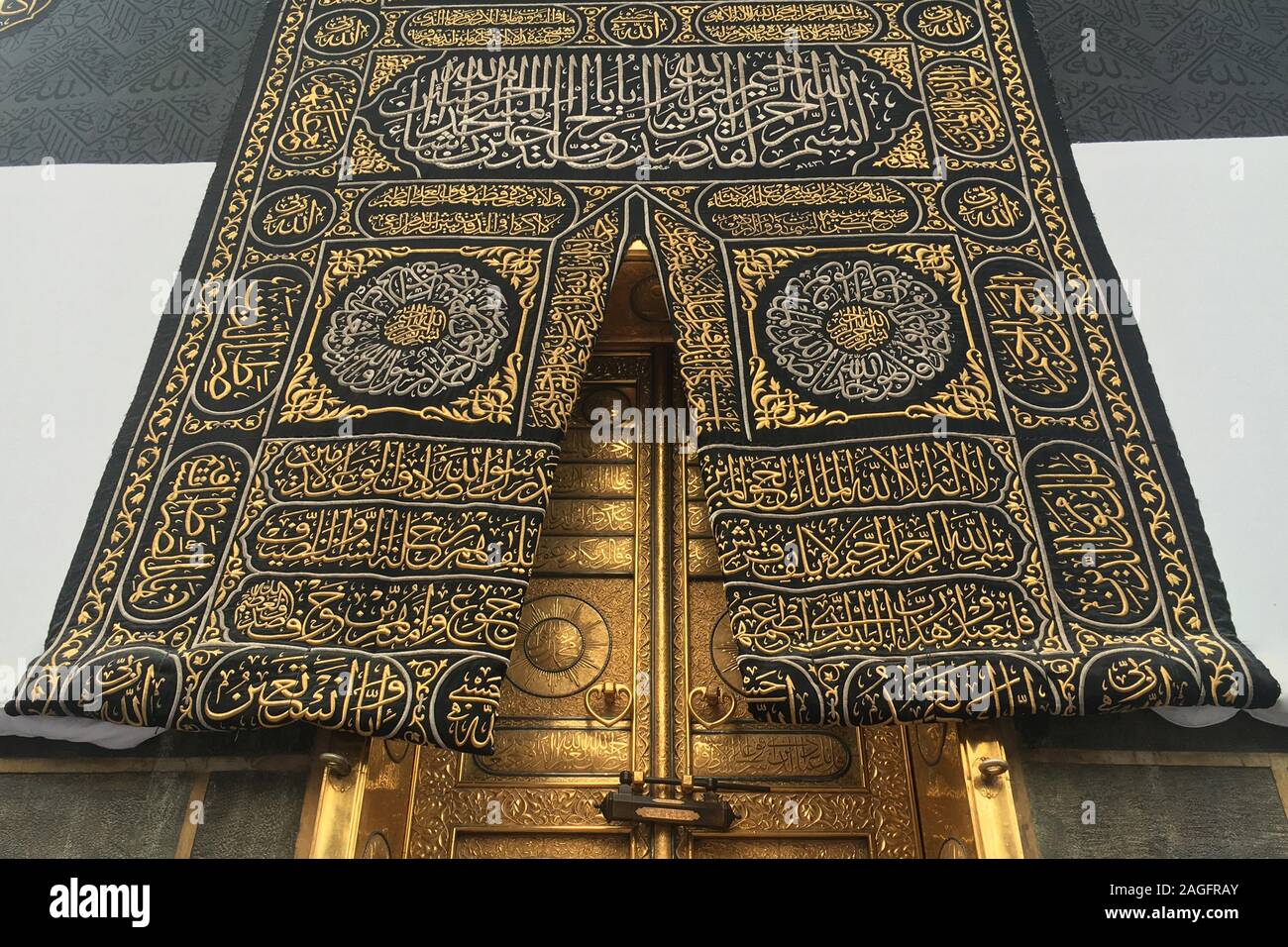MECCA, SAUDI ARABIA September 2019. The door of the Kaaba called