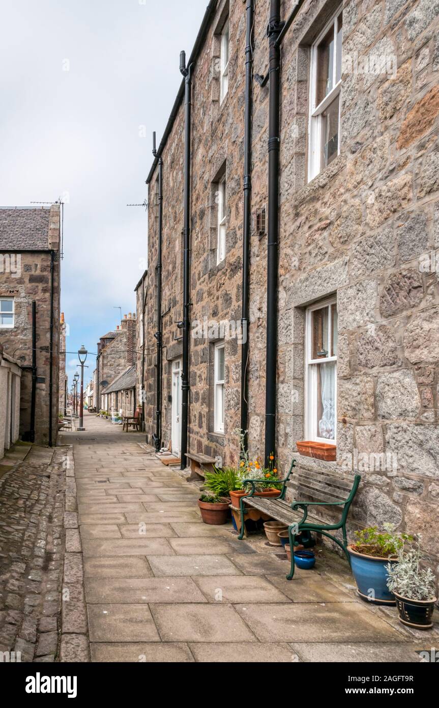 Footdee or Fittie is an old fishing community at the east end of Aberdeen harbour, now part of the City and a Conservation Area. Stock Photo