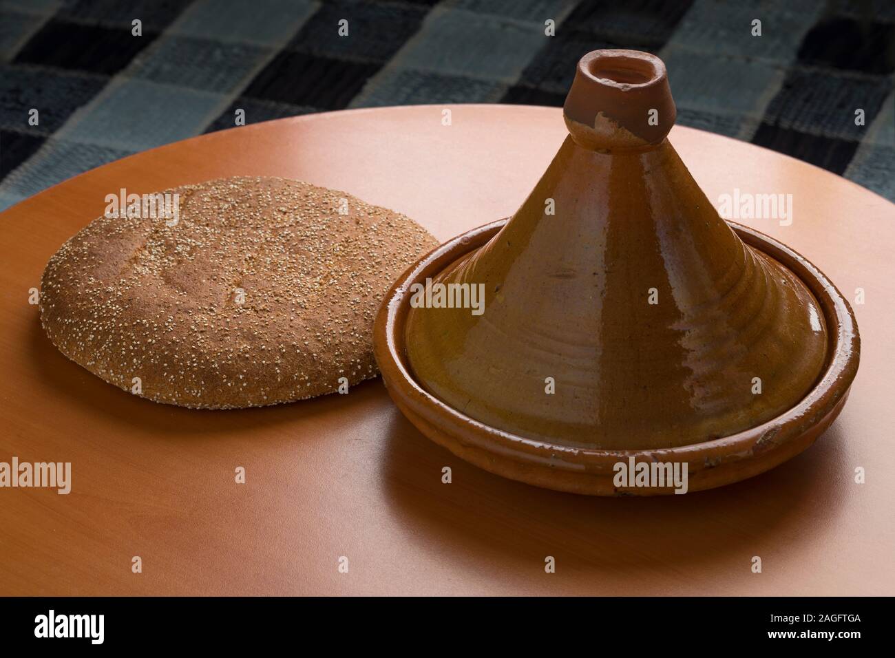 Traditional Moroccan meal with tajine and bread Stock Photo Alamy