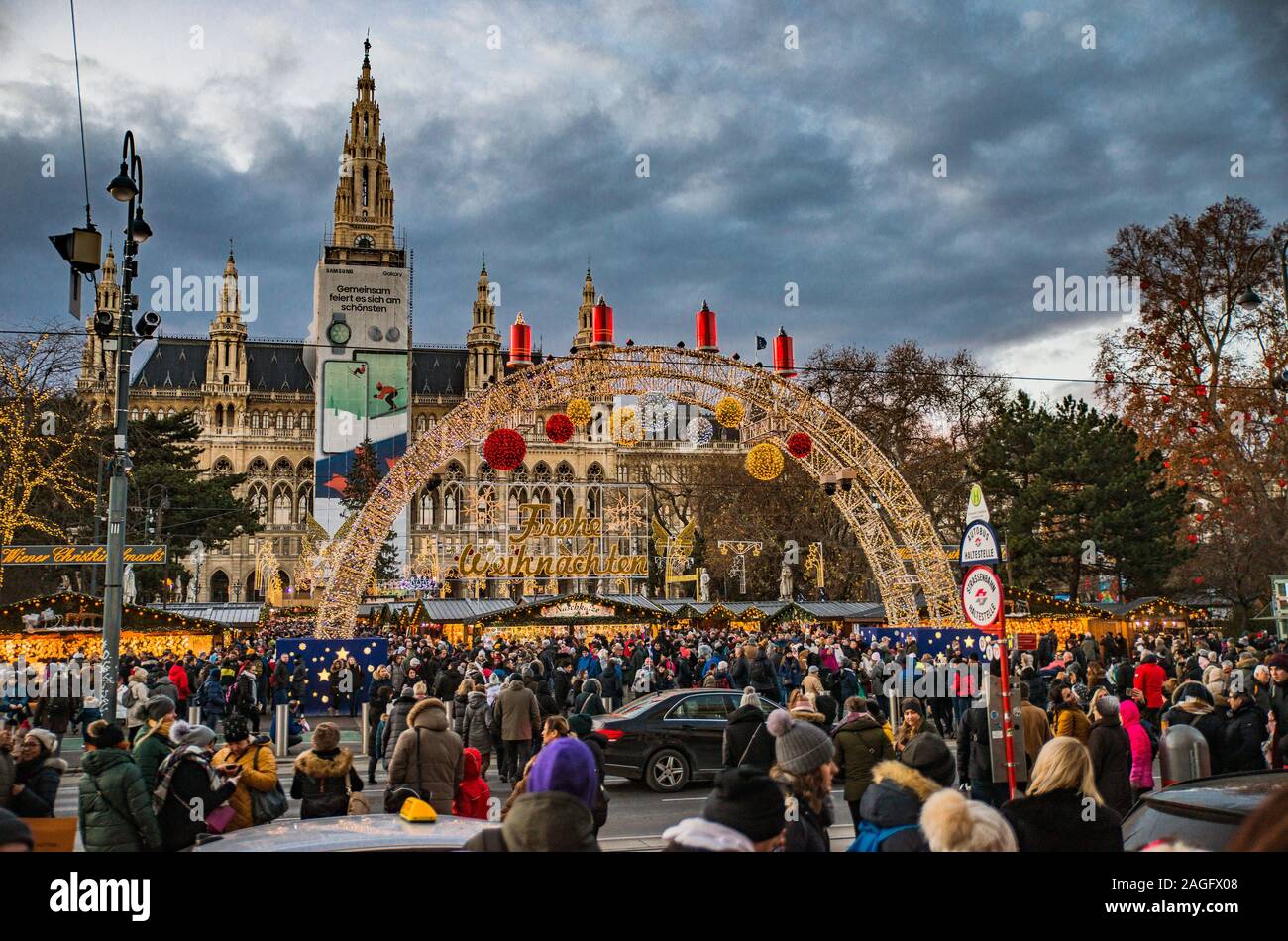 WIEN, AUSTRIA - DECEMBER 14., 2019: Christmas decorated town of Wien during  advent and holidays in December Stock Photo - Alamy