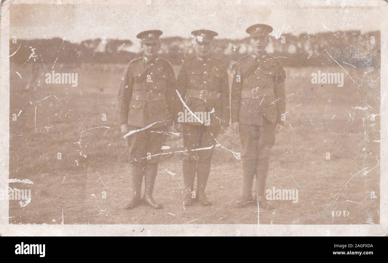Vintage black and white postcard photo of WW2 soldiers Stock Photo - Alamy