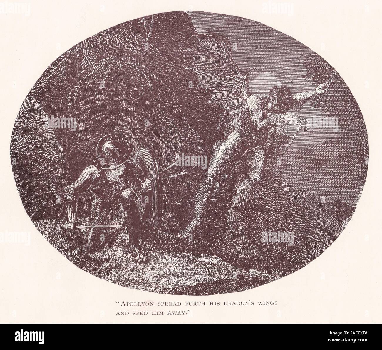 Illustration from The Pilgrim's Progress by John Bunyan 'Apollyon