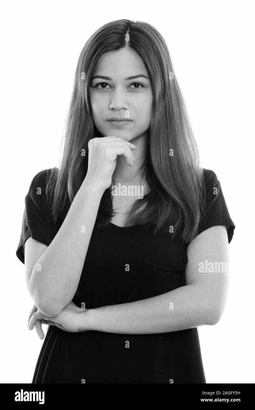 Attractive woman thinking Black and White Stock Photos & Images - Alamy