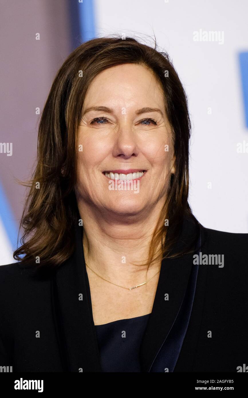 Cineworld Leicester Square, London, UK. 18 December 2019.  Kathleen Kennedy, Producer poses at European Premier of Star Wars: The Rise of Skywalker. . Picture by Julie Edwards./Alamy Live News Stock Photo