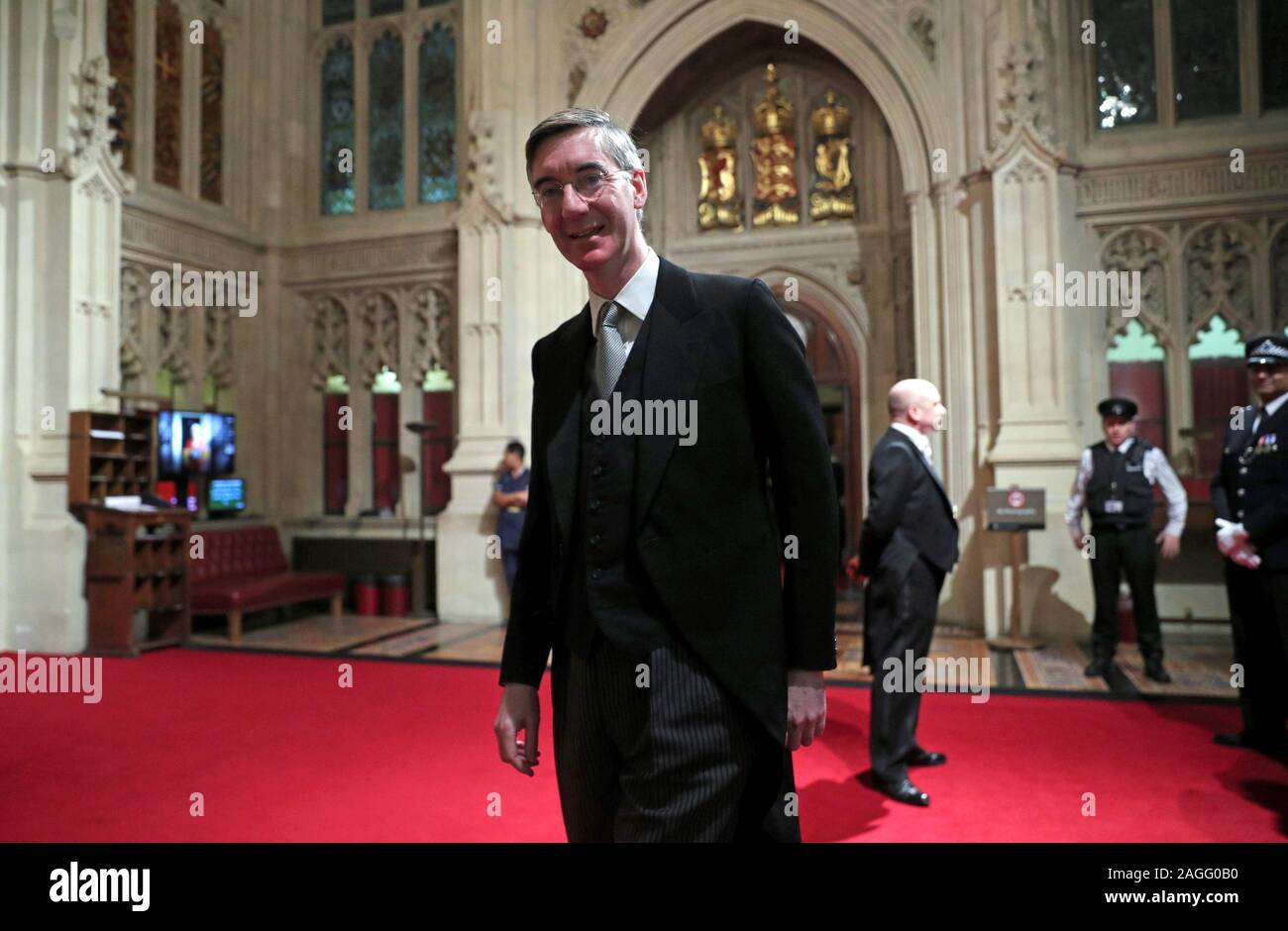 Leader of the House of Commons, Jacob ReesMogg, walks through the Peers Lobby during the State