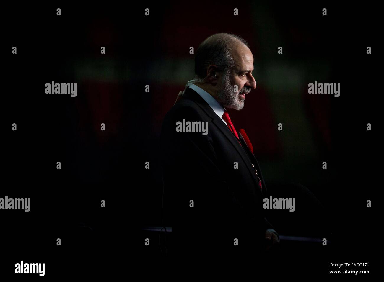 Picture by Chris Bull   12/12/19 General Election 2019 count and results at Leeds Arena. Fabian Hamilton , Leeds North East Labour candidate.  www.chrisbullphotographer.com Stock Photo