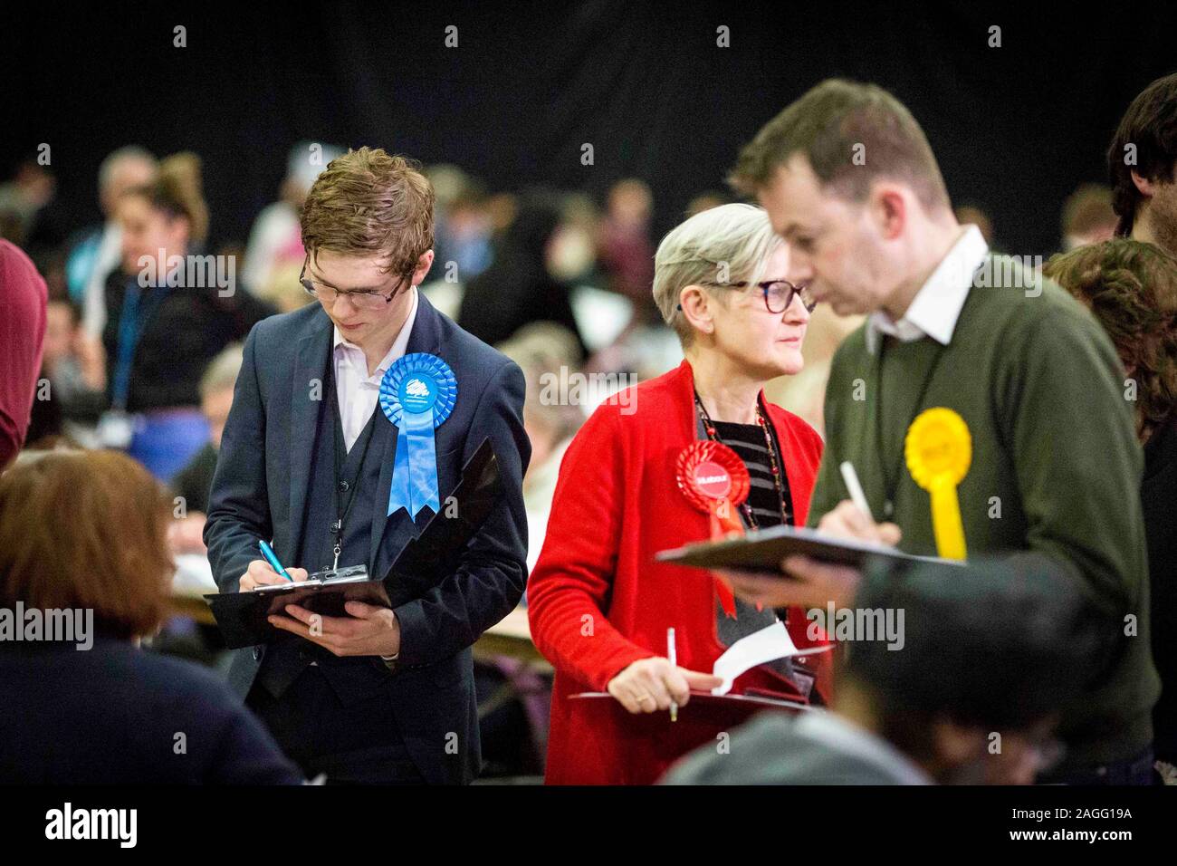 Picture by Chris Bull   13/12/19 General Election 2019 count and results at Leeds Arena.  www.chrisbullphotographer.com Stock Photo