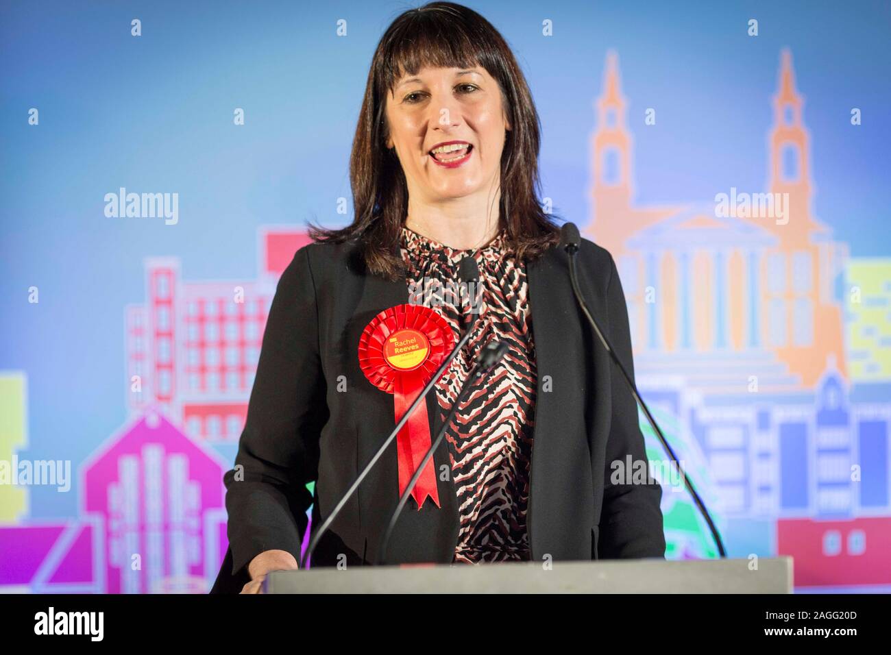 Picture by Chris Bull   13/12/19 General Election 2019 count and results at Leeds Arena. Rachel Reeves , Labour   www.chrisbullphotographer.com Stock Photo