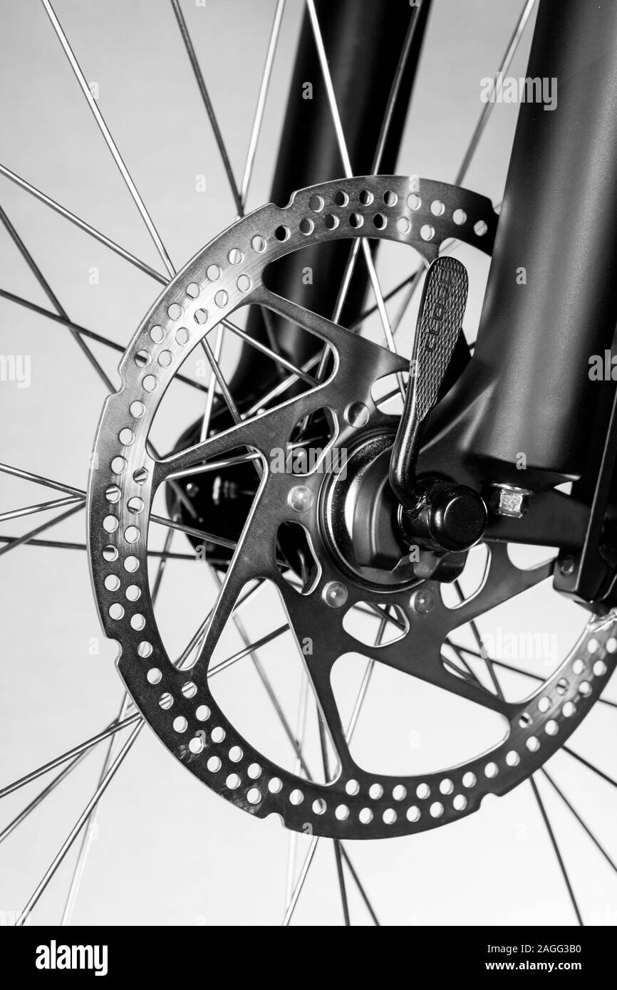 Front wheel and brake hub Black and White Stock Photos & Images Alamy