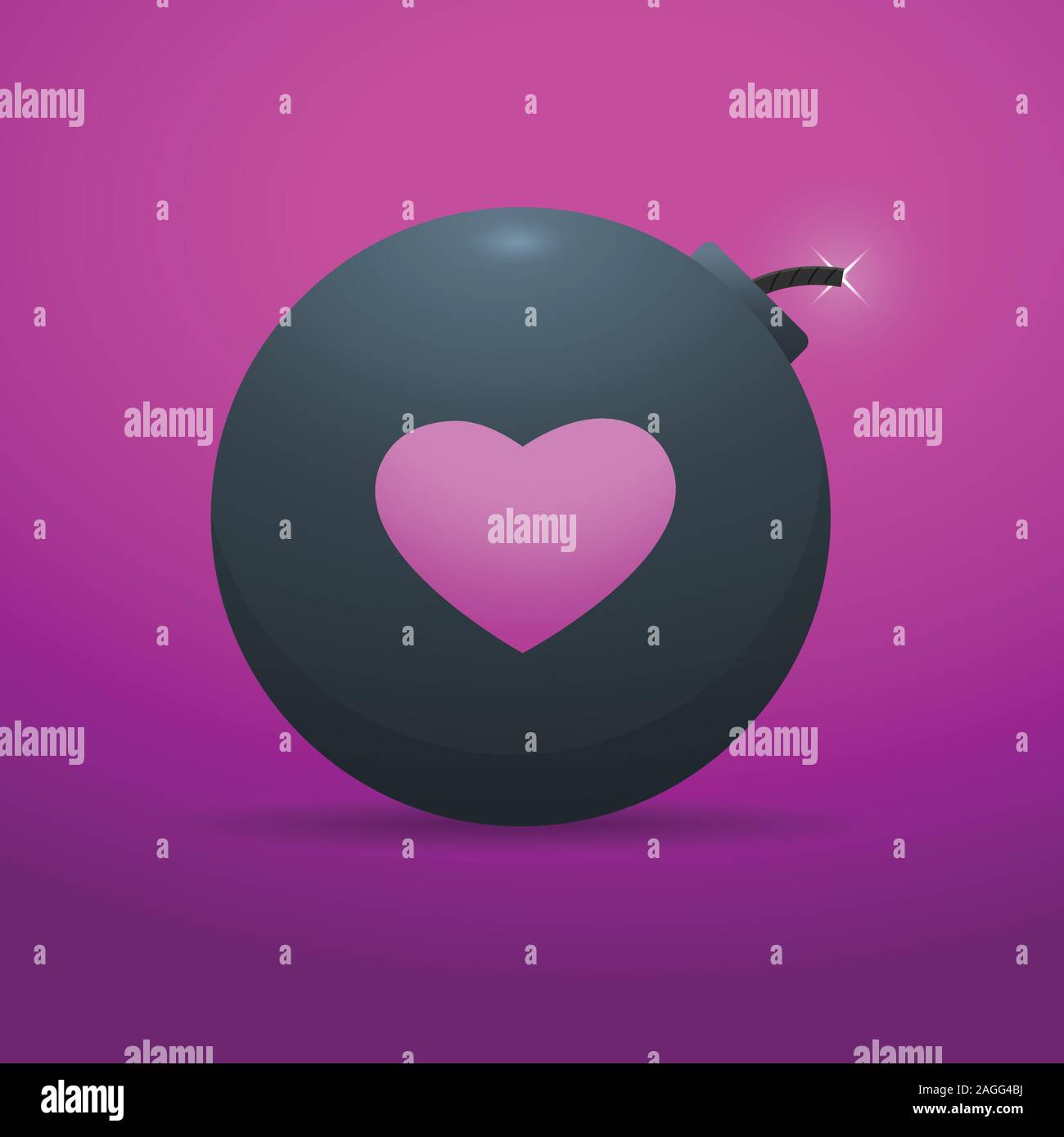 The Black Ball of Bomb with Love sign Stock Vector