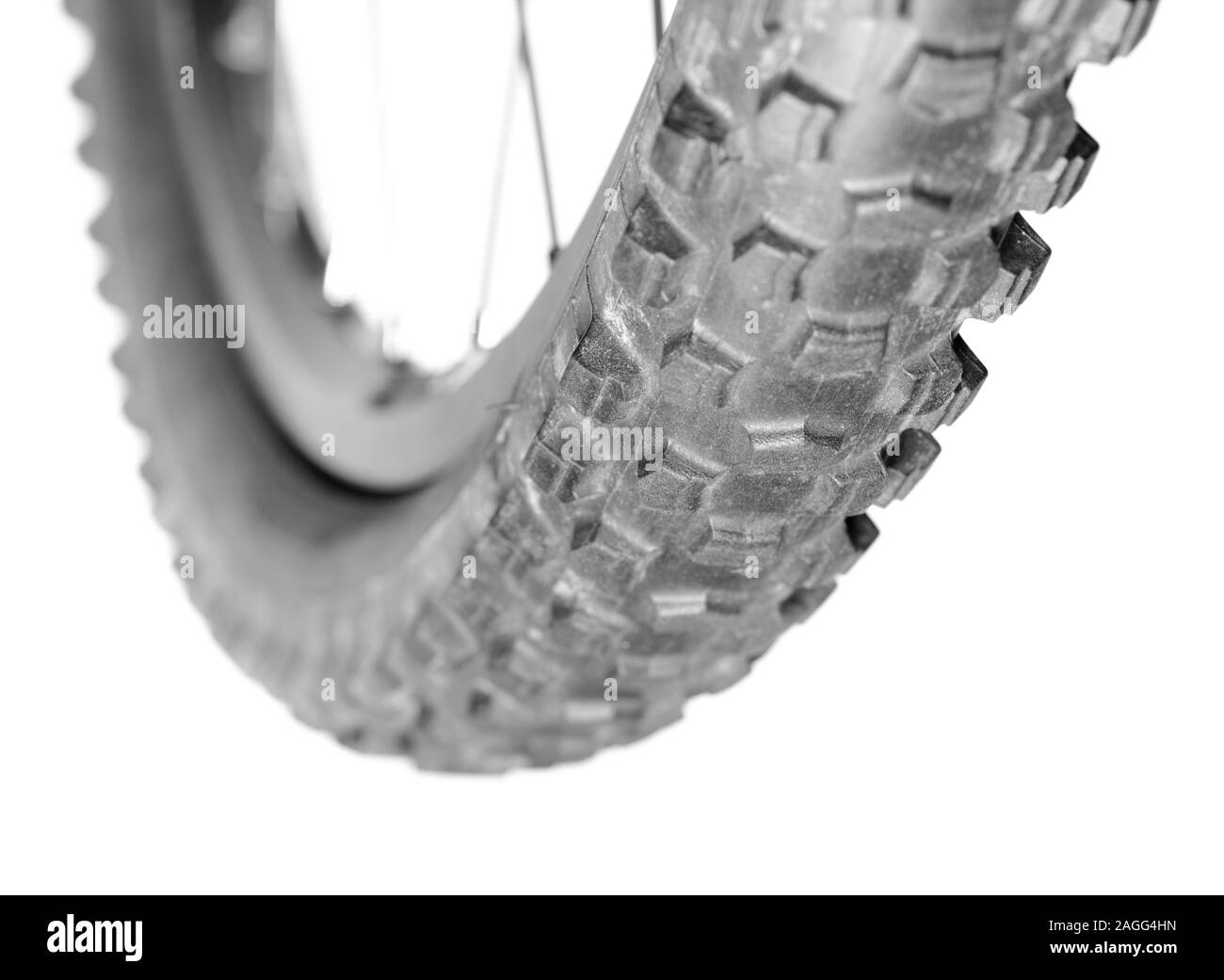 Knobby mountain bike tire close-up Stock Photo