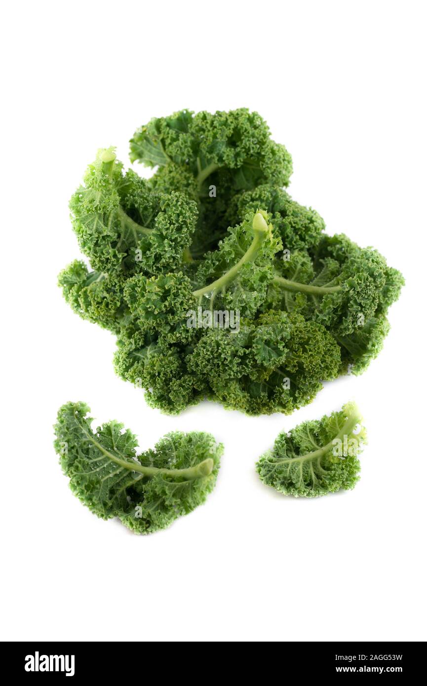 Organic fresh kale on white background Stock Photo