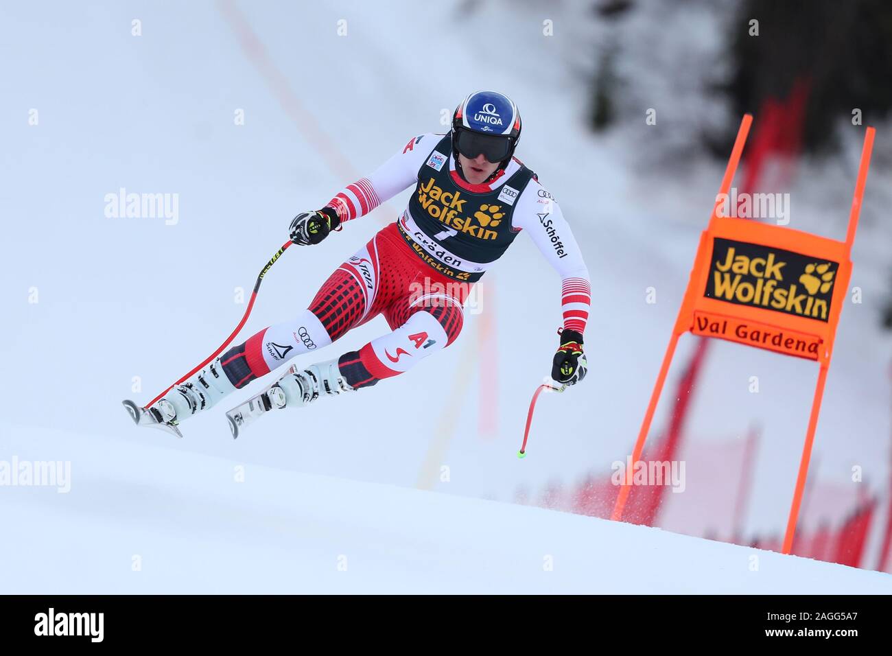 Matthias Mayer of Austria during the Audi FIS Alpine Ski World Cup Downhill training on December 19 2019 in Val Gardena, Italy. Stock Photo