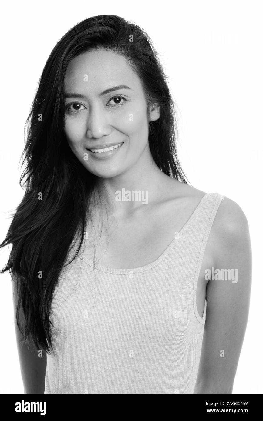 Isolated beautiful asian woman Black and White Stock Photos & Images ...