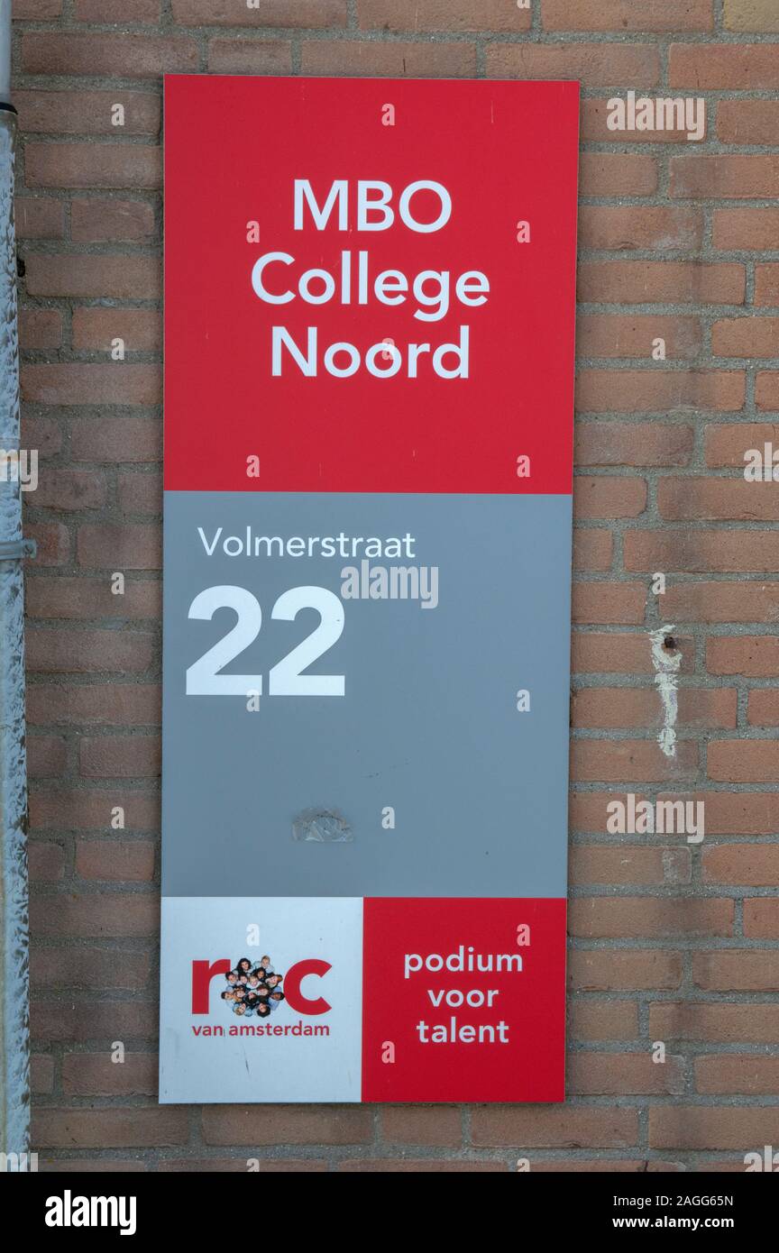 Billboard MBO College Noord At The Volmerstraat 22 Diemen The Netherlands 2019 Stock Photo