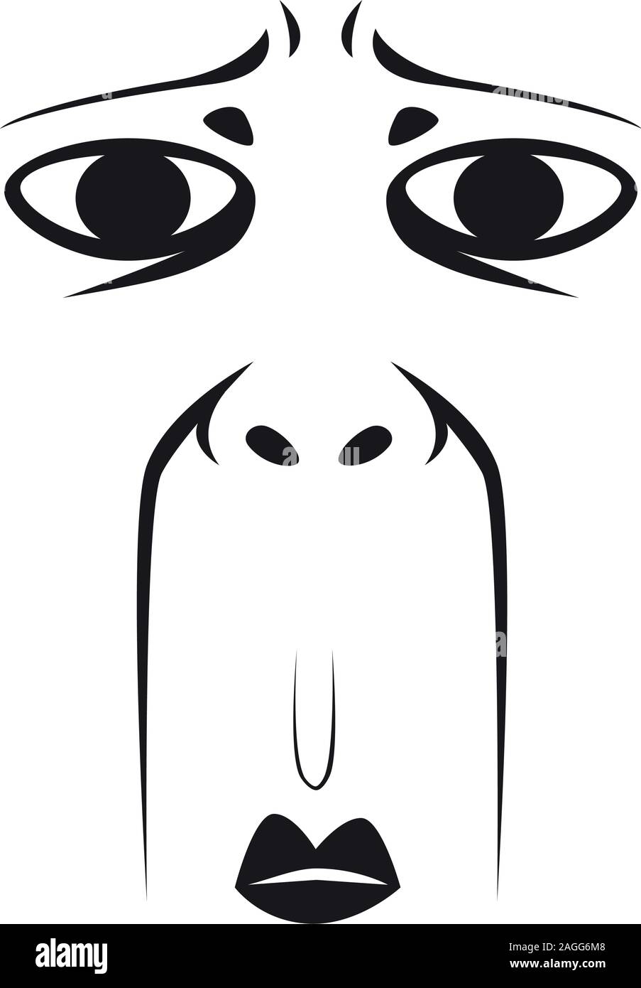 Long Face Expression - Stunned Face. Isolated Vector Illustration Stock Vector