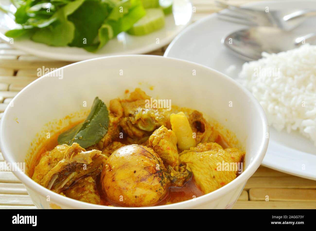 spicy chicken with egg spoiled while being incubated curry and rice