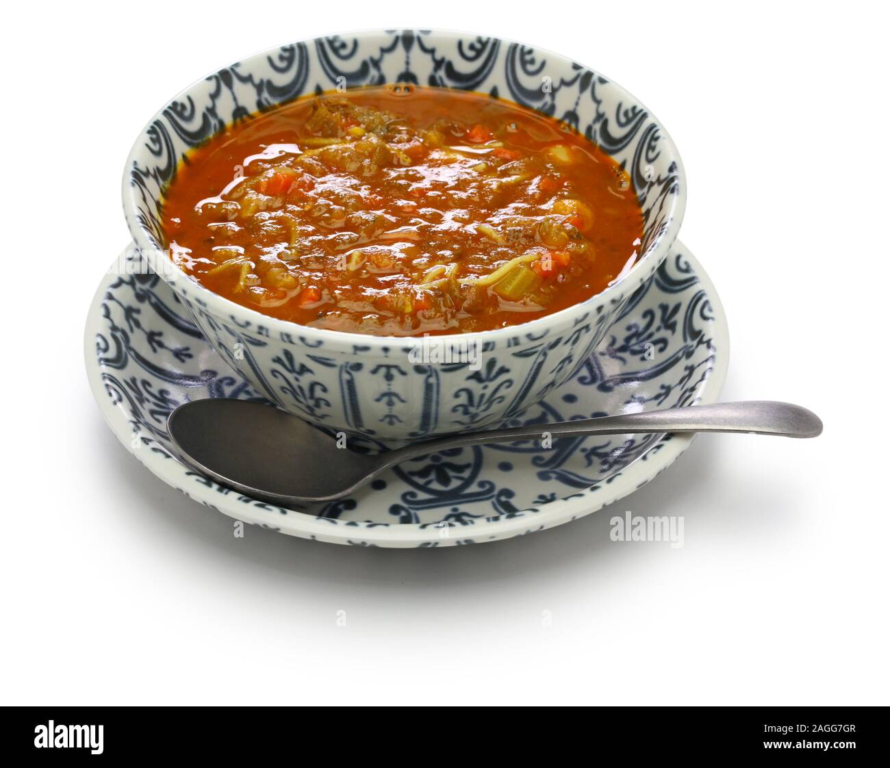 moroccan harira soup isolated on white background Stock Photo