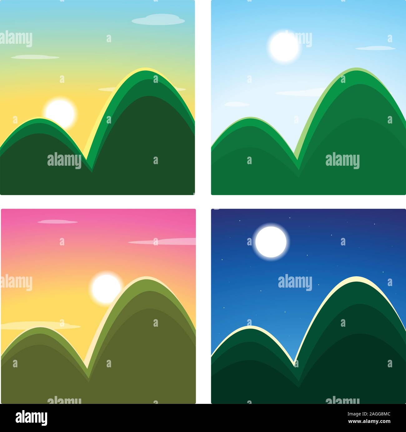 Landscape set in square frame Stock Vector