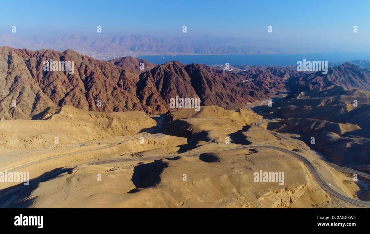 View of the Gulf of Eilat (Gulf of Aqaba) from the Eilat mountains, Israel Stock Photo