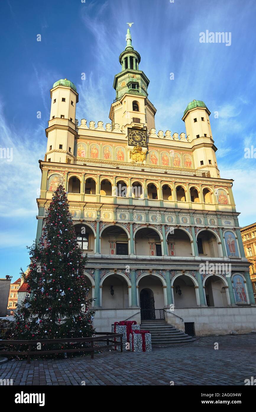 The Facade Of Renaissance Town Hall And Christmas Decorations In