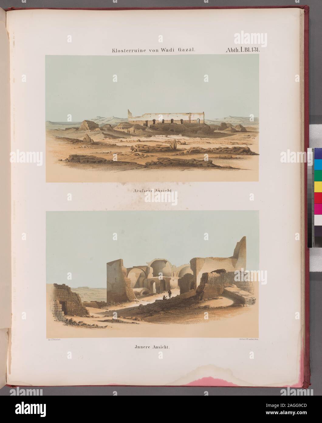 Klosterruine von Wadi Gazâl: Aeussere Ansicht, Innere Ansicht.; Klosterruine von Wadi Gazâl: Aeussere Ansicht, Innere Ansicht. Stock Photo