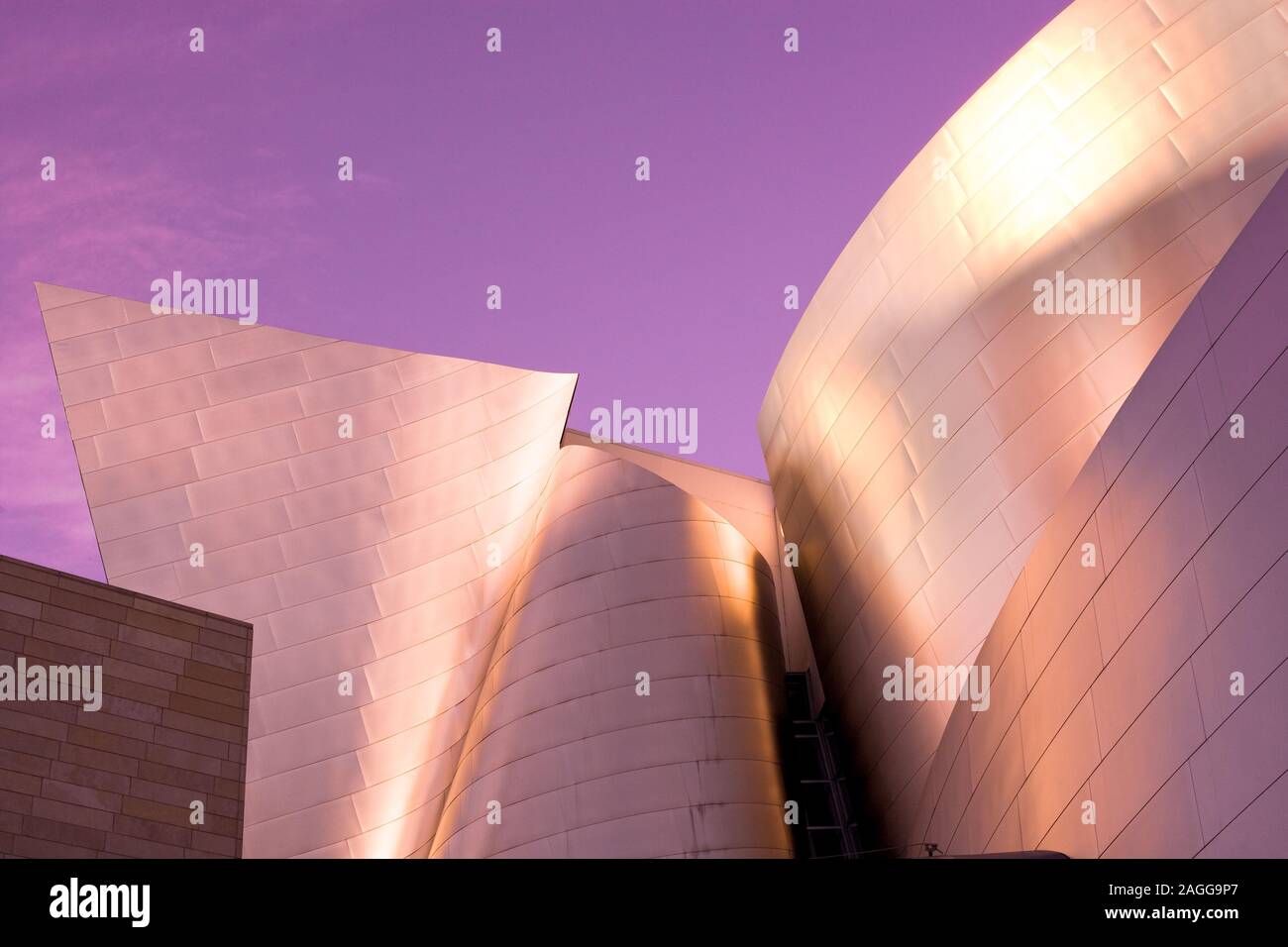 Los Angeles, California, United States - Detail of the avant garde architecture of Walt Disney Concert Hall designed by architect Fr Stock Photo