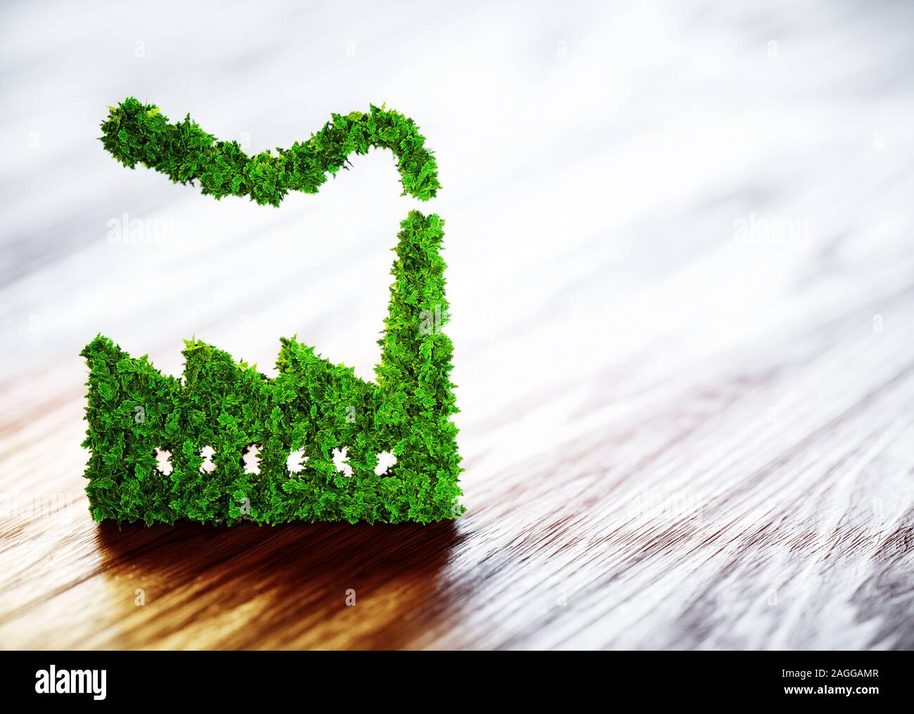 Ecology industry concept. 3D illustration on wooden background. Stock Photo