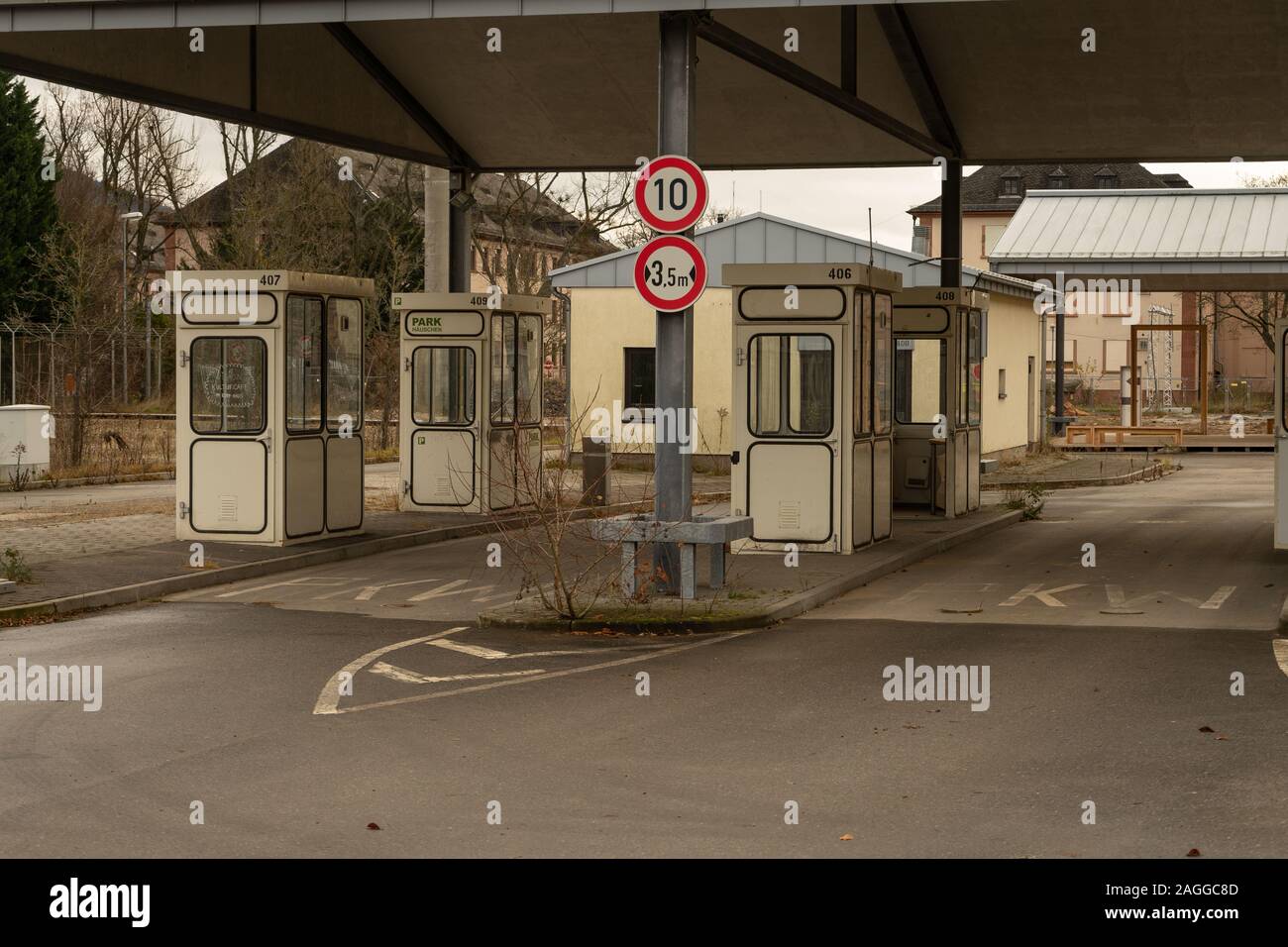 Entrance and security control at the former US Army Base Heidelberg, Germany. Stock Photo
