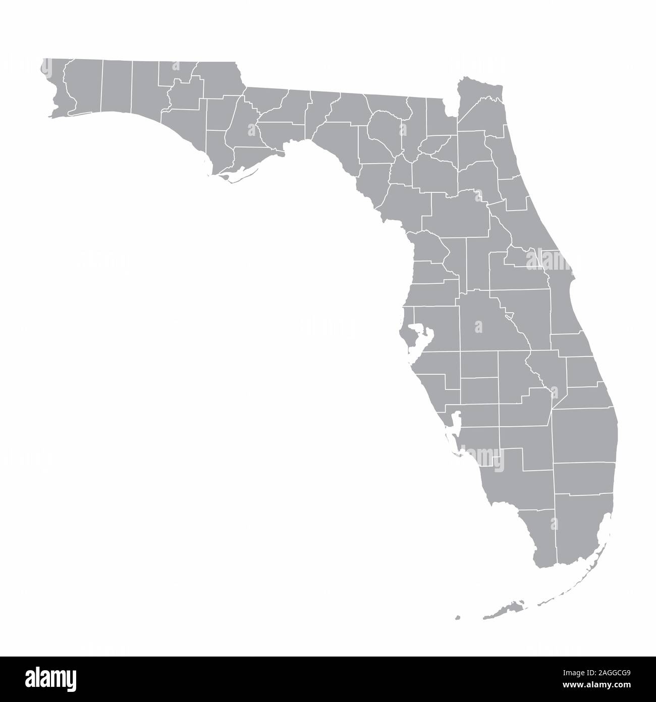 Florida counties map Stock Vector - Florida Counties Map 2AGGCG9 