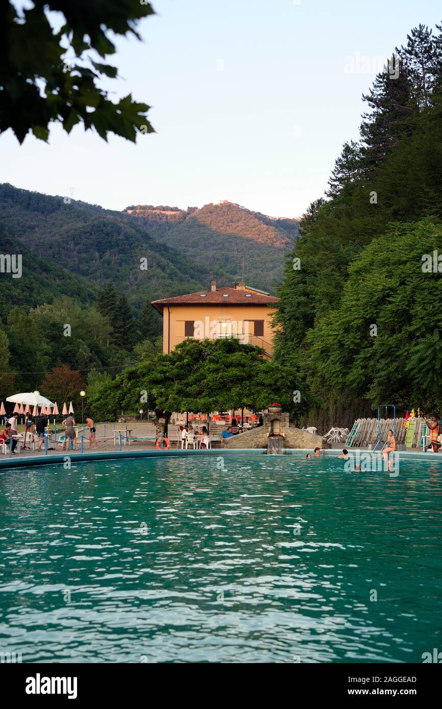 The Terme di Equi baths / pool naturally filtered healing waters thermal spa in the Apuan Alps, Lunigiana Italy EU Stock Photo