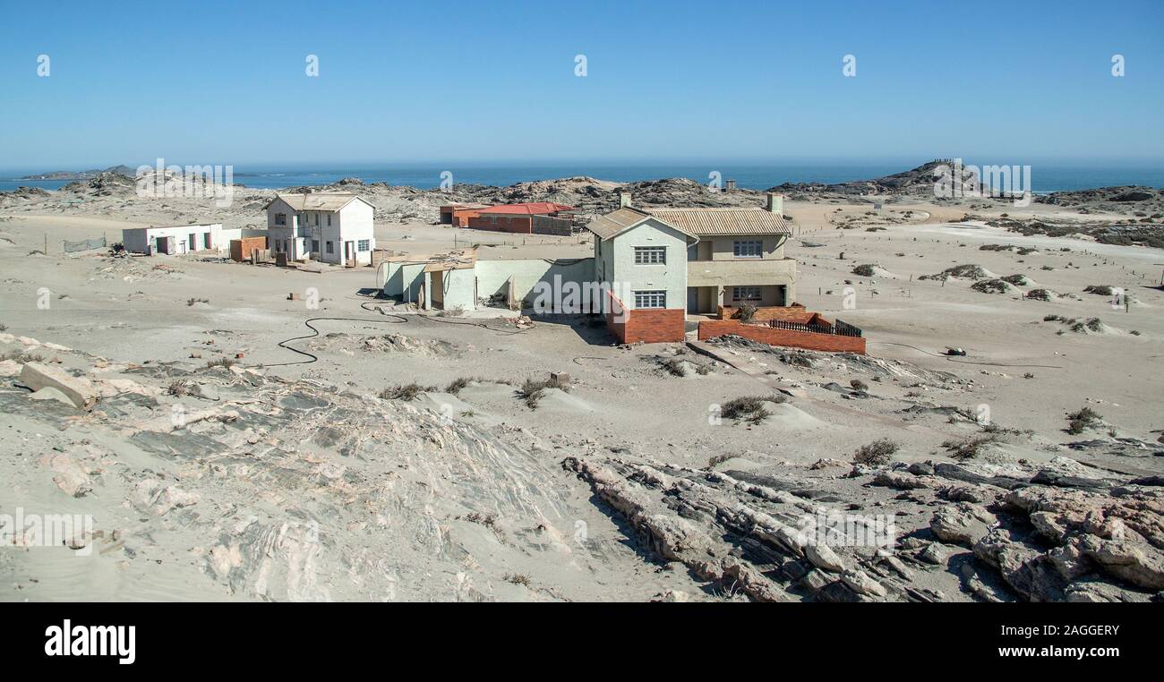The lighthouse keeper's house on Diaz Point with the Diaz Monument in the background. Stock Photo