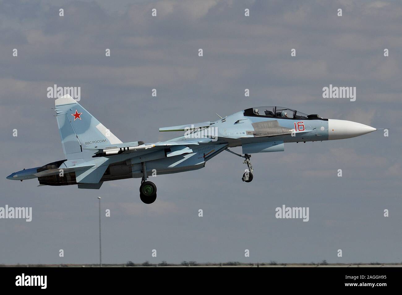 RUSSIAN AIR FORCE SUKHOI SU-30 FIGHTER AIRCRAFT. Stock Photo