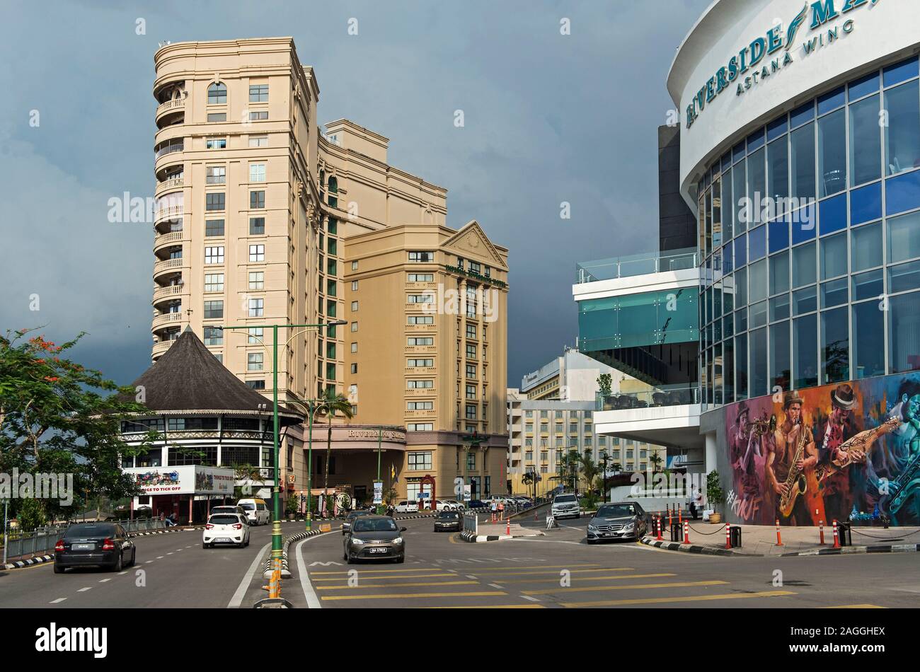 Imperial Riverbank Hotel at Kuching Waterfront,  Kuching, Sarawak, Borneo, Malaysia Stock Photo