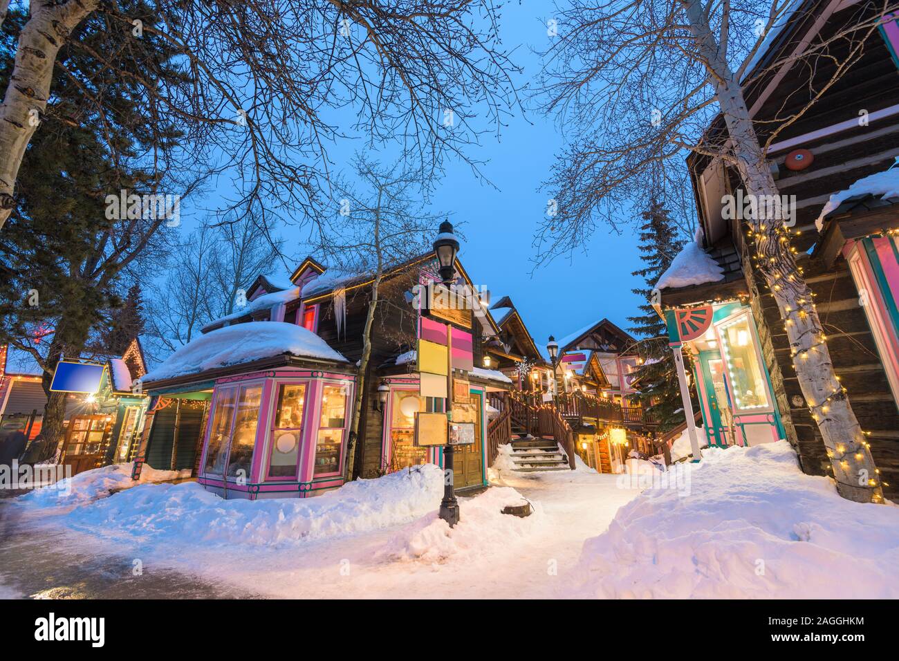 Breckenridge, Colorado, USA downtown streets at night in the