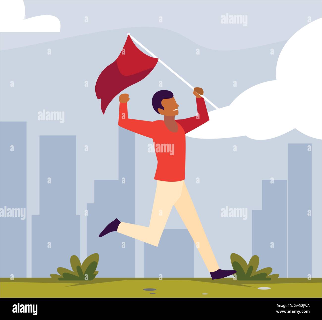 Businessman waving red flag Stock Vector Images - Alamy