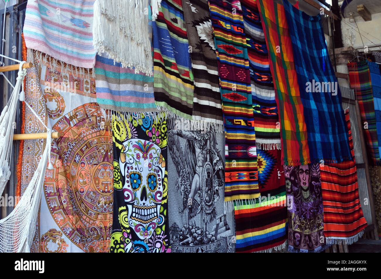 Beach Blankets for Sale on the Street in Tulum, Mexico Stock Photo Alamy