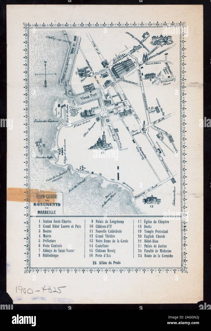 MENU HANDWRITTEN IN FRENCH; MAP & GUIDE OF MARSEILLE ON THE REVERSE SIDE;  LUNCH - DEJEUNER [held by] GRAND HOTEL DU LOUVRE & PAIX [at] MARSEILLE,  FRANCE (HOTEL Stock Photo - Alamy